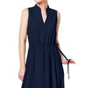 Navy side tie dress with pockets